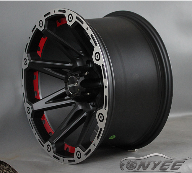 картинка Новые диски Formula R17 5x127 ET-12 J9 черный мат + красная оконтовка магазин  StreetTuning 