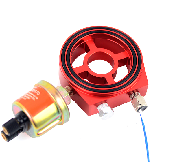 картинка Проставка под масляный фильтр для подключения датчиков, красная магазин  StreetTuning 