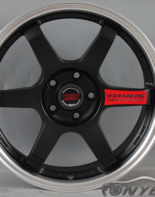 картинка Новые диски Rays TE37 R18 5X112 ET35 J9 черные матовые + хром полка магазин  StreetTuning 
