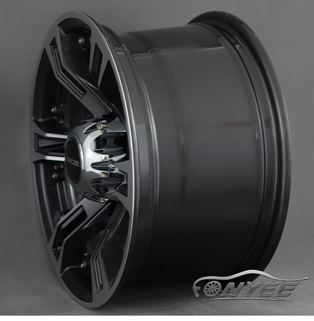 картинка Новые диски Powcan модель 6 R15 J8 ET-10 6x139,7 черный глянец + серебро магазин  StreetTuning 