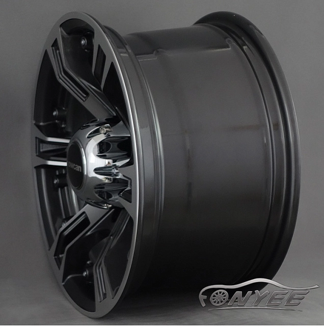 картинка Новые диски Powcan модель 6 R15 J8 ET-10 6x139,7 черный глянец + серебро магазин  StreetTuning 