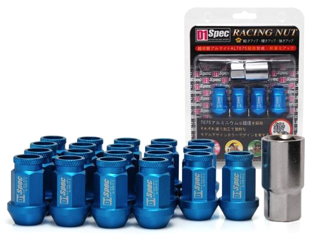 картинка Комплект гаек D1 Spec 40 мм открытые, синие М12 х 1.25 магазин  StreetTuning 