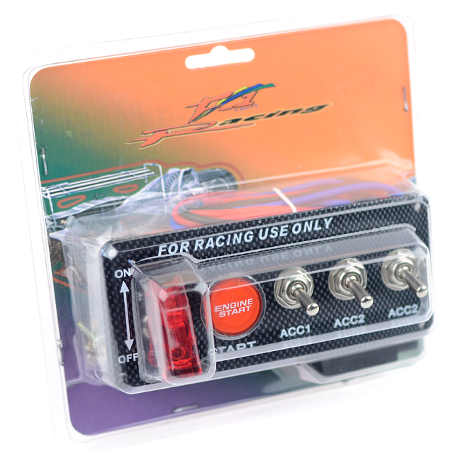 картинка Панель запуска (зажигания) ДВС 1 кнопка старта, 4 тумблера магазин  StreetTuning 