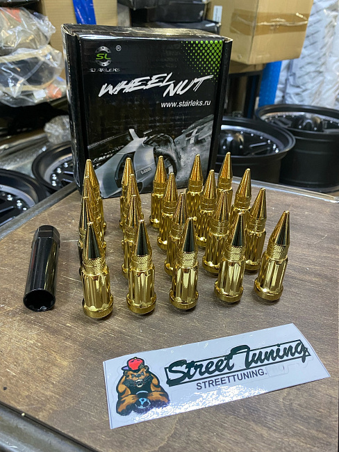 картинка Комплект гаек пики (пули) Starleks, 14х1.5, цвет золотой титан, 20 шт. магазин  StreetTuning 
