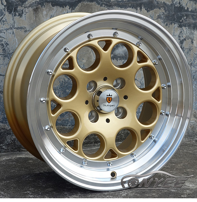картинка Новые диски Stuttgart ST6 R15 4x100 ET25 J8 золото + полированная полка магазин  StreetTuning 