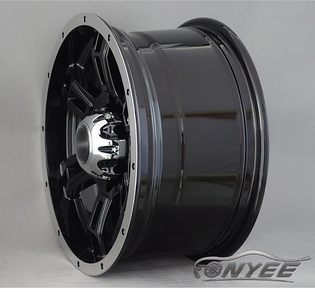 картинка Новые диски Powcan модель 8 R16 J8 ET-15 6x139,7 черный глянец + серебро магазин  StreetTuning 