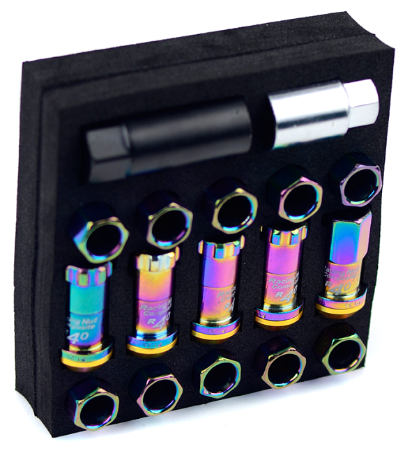 картинка Комплект гаек Kics Racing Composite R40 Неохром M12 x 1.25 магазин  StreetTuning 