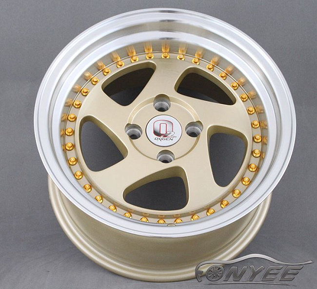 картинка Новые диски Rotiform TMB Flat R15 4х100 ET25 J8 золото + золотые болтики магазин  StreetTuning 