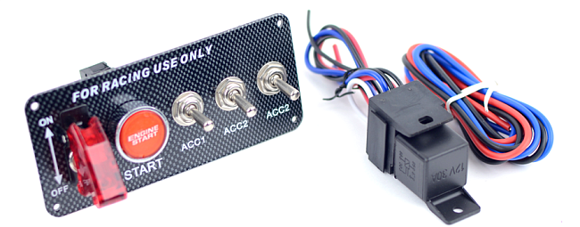 картинка Панель запуска (зажигания) ДВС 1 кнопка старта, 4 тумблера магазин  StreetTuning 