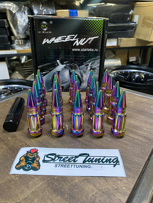 картинка Комплект гаек пики (пули) Starleks, 14х1.5, цвет неохром, 20 шт. магазин  StreetTuning 