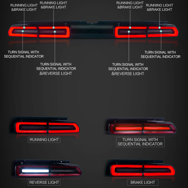 картинка Задние фары для DODGE CHALLENGER с 2008 - по 2014 г магазин  StreetTuning 