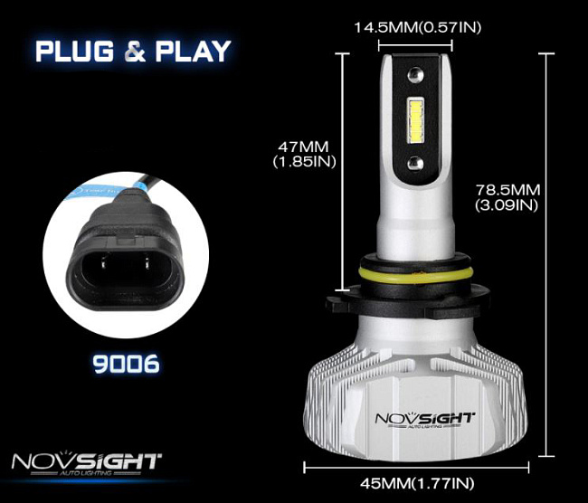 картинка Светодиодные лампы Novsight N15 цоколь HB4 10000LM магазин  StreetTuning 