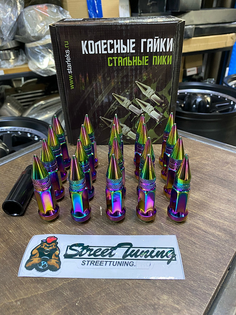 картинка Комплект гаек пики (пули) Starleks, 1/2, цвет неохром, 20 шт. магазин  StreetTuning 