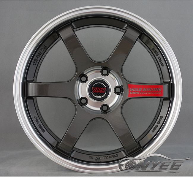 картинка Новые диски Rays TE37 R18 5X100 ET35 J9 серые глянцевые + хром полка + хром серединка магазин  StreetTuning 