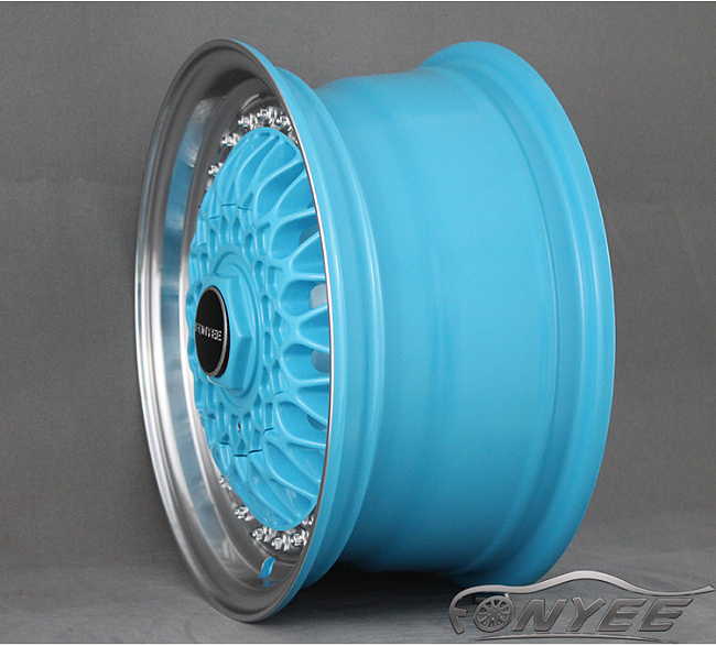 картинка Новые диски BBS RS R14 4X100/4X114,3 ET25 J6,5 светло синий глянец + серебристые болтики магазин  StreetTuning 