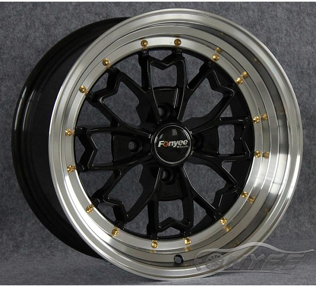 картинка Новые диски Fonyee 552 R15 4X100 ET20 J8 черный глянец + полированная полка магазин  StreetTuning 