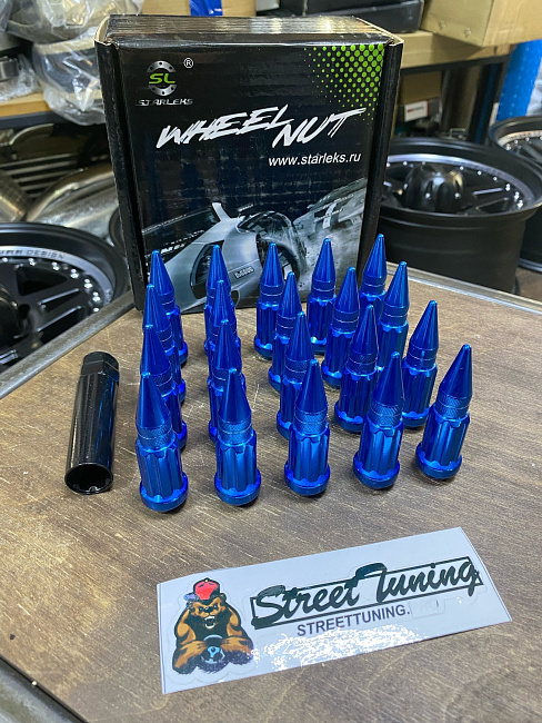 картинка Комплект гаек пики (пули) Starleks, 14х1.5, цвет синий, 20 шт. магазин  StreetTuning 