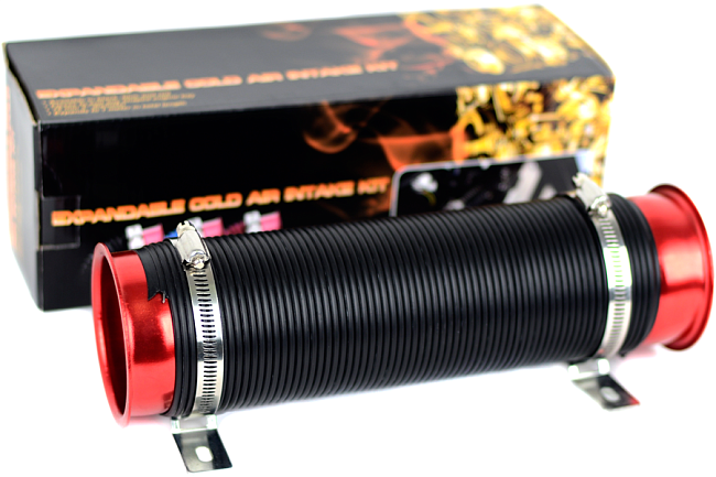 картинка Универсальная гофра для впуска с красным фланцем магазин  StreetTuning 