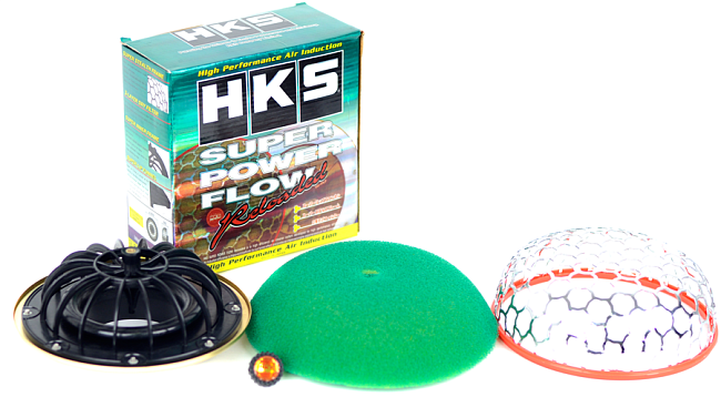 картинка Воздушный фильтр нулевого сопротивления HKS Style, зеленый, 80 мм магазин  StreetTuning 