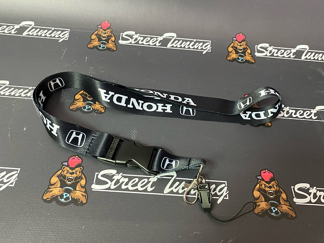 картинка Шнурок для ключей Honda "тканевый", черный магазин  StreetTuning 