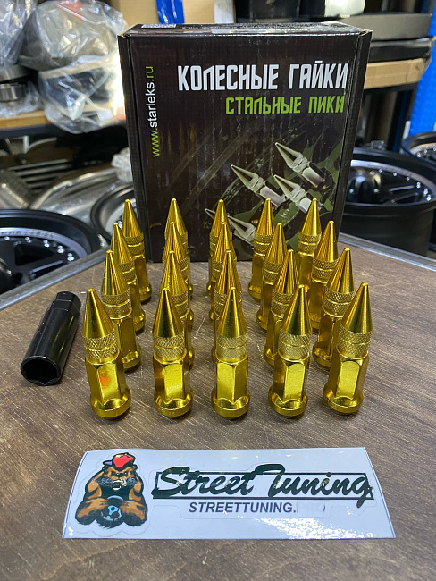 картинка Комплект гаек пики (пули) Starleks, 1/2, цвет золотой, 20 шт. магазин  StreetTuning 