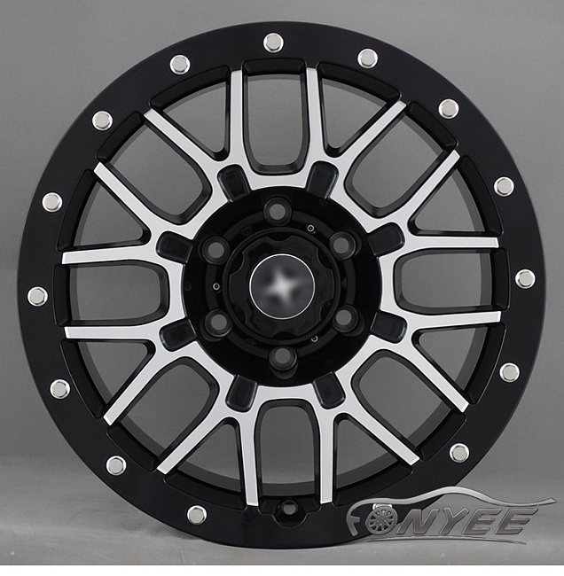 картинка Новые диски R wheels R17 6X139,7 ET-5 J9 черный + серебристые болтики магазин  StreetTuning 