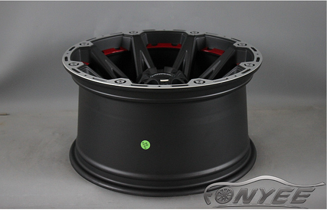 картинка Новые диски Formula R17 6x139,7 ET-10 J9 черный мат + красная оконтовка магазин  StreetTuning 