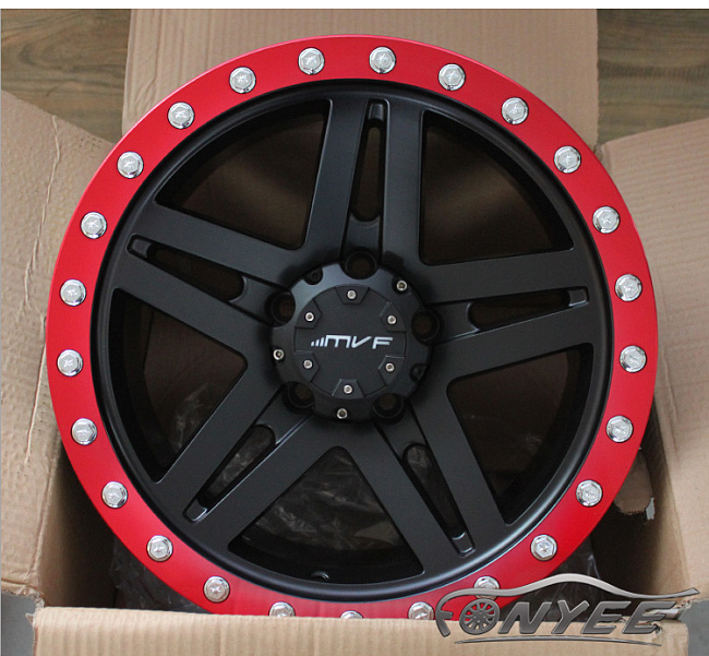 картинка Новые диски MVF-957 R17 6X139,7 ET0 J8,5 черный мат + красный магазин  StreetTuning 