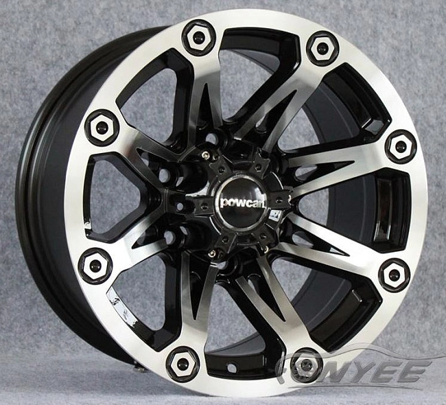 картинка Новые диски Powcan модель 12 R15 6X139,7 ET-10 J8 серебро + черный глянец магазин  StreetTuning 