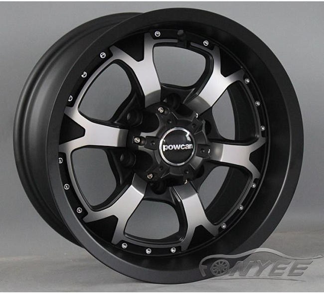 картинка Новые диски Powcan модель 15 R15 6X139,7 ET-10 J8 черный мат + серебро магазин  StreetTuning 