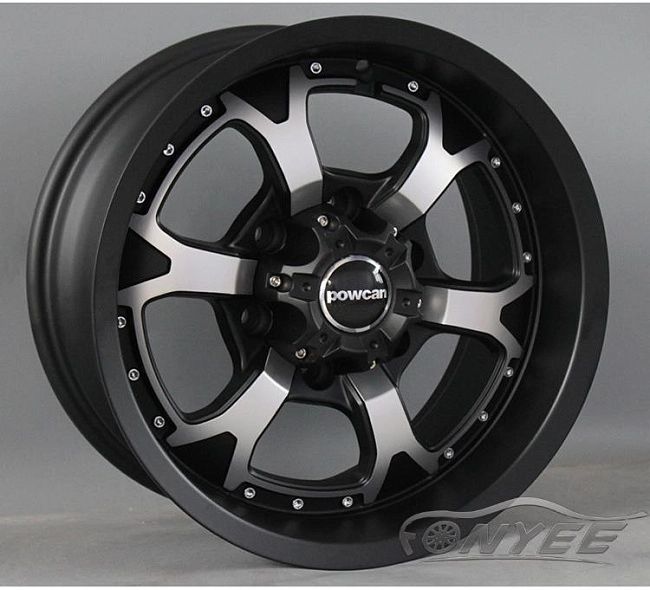 картинка Новые диски Powcan модель 15 R15 6X139,7 ET-10 J8 черный мат + серебро магазин  StreetTuning 