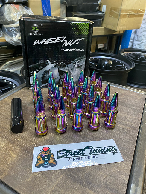 картинка Комплект гаек пики (пули) Starleks, 14х1.5, цвет неохром, 20 шт. магазин  StreetTuning 