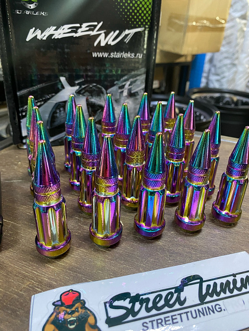 картинка Комплект гаек пики (пули) Starleks, 14х1.5, цвет неохром, 20 шт. магазин  StreetTuning 
