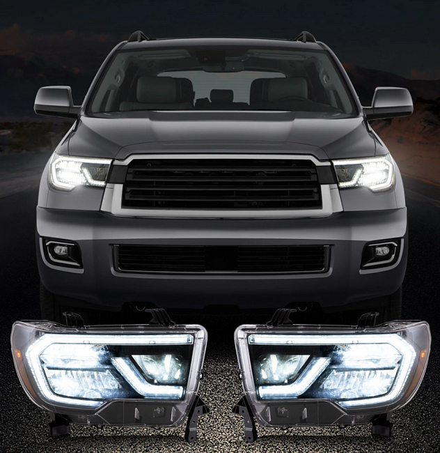 картинка Передние LED фары для Toyota Tundra 07-13г / Toyota Sequoia 07-17г магазин  StreetTuning 