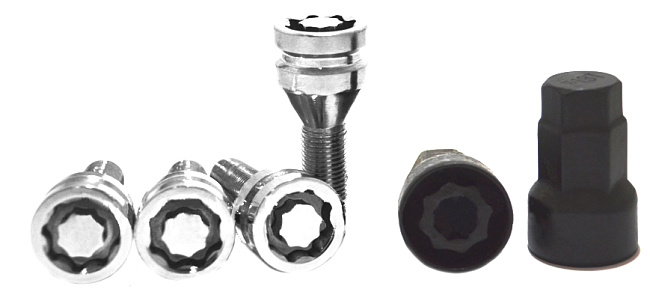 картинка Комплект секретных болтов 12x1.25, 28 мм, конус. - 675110KK-2Key(RU) магазин  StreetTuning 
