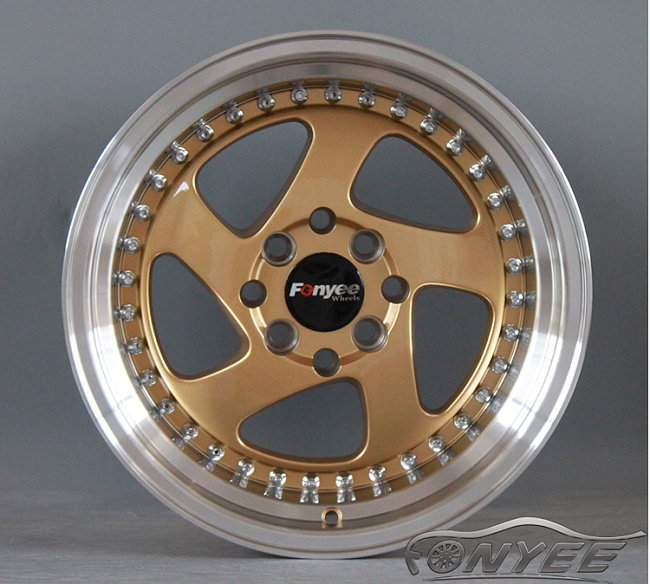 картинка Новые диски Rotiform TMB Flat R16 4х100/114,3 ET25 J8 золото + полированная полка магазин  StreetTuning 