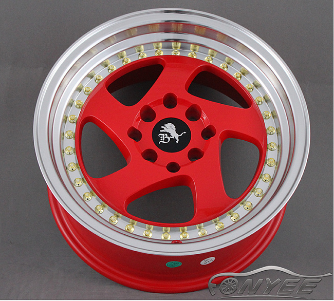 картинка Новые диски Rotiform TMB Flat R15 4х114,3/100 ET30 J7 красный глянец + полированная полка магазин  StreetTuning 