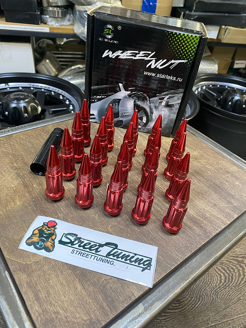 картинка Комплект гаек пики (пули) Starleks, 14х1.5, цвет красный, 20 шт. магазин  StreetTuning 