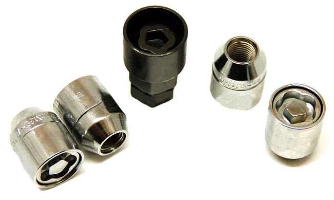 картинка Комплект секретных гаек 12x1.25, 28 мм, конус. - 726444EM(28mm)-2Key магазин  StreetTuning 