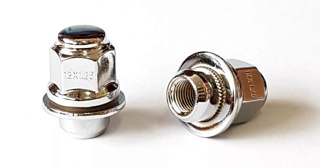 картинка Гайка Starleks M12x1.5, пресс-шайба, кл -21, высота 37,5 мм, закрытая, хром магазин  StreetTuning 