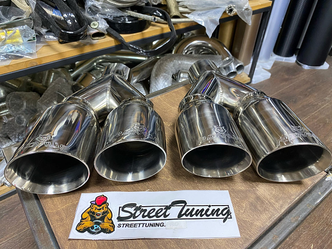 картинка Насадки на глушитель Remus двойные комплект- 2 шт 63 х 89 мм магазин  StreetTuning 