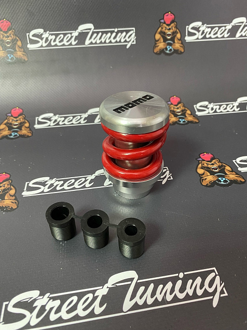 картинка Ручка КПП MOMO Springs в стиле койловера, серебро, пружина красная магазин  StreetTuning 