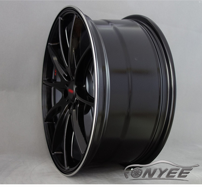 картинка Новые диски Rays G25 R17 4X100 ET40 J7 черные глянцевые + серебристая окантовка магазин  StreetTuning 