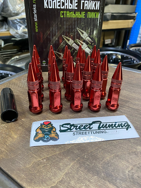 картинка Комплект гаек пики (пули) Starleks, 1/2, цвет красный, 20 шт. магазин  StreetTuning 