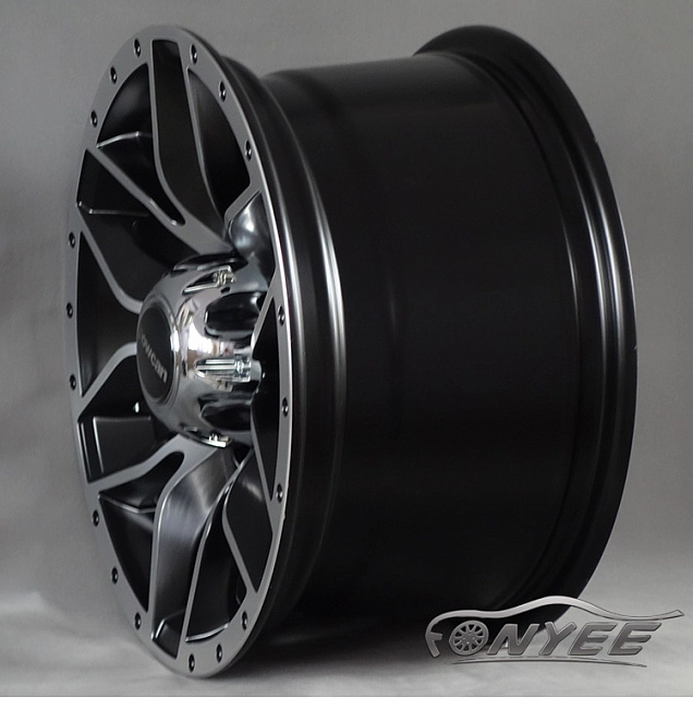 картинка Новые диски Powcan модель 5 R15 J8 ET-10 6x139,7 черный глянец + серебро магазин  StreetTuning 