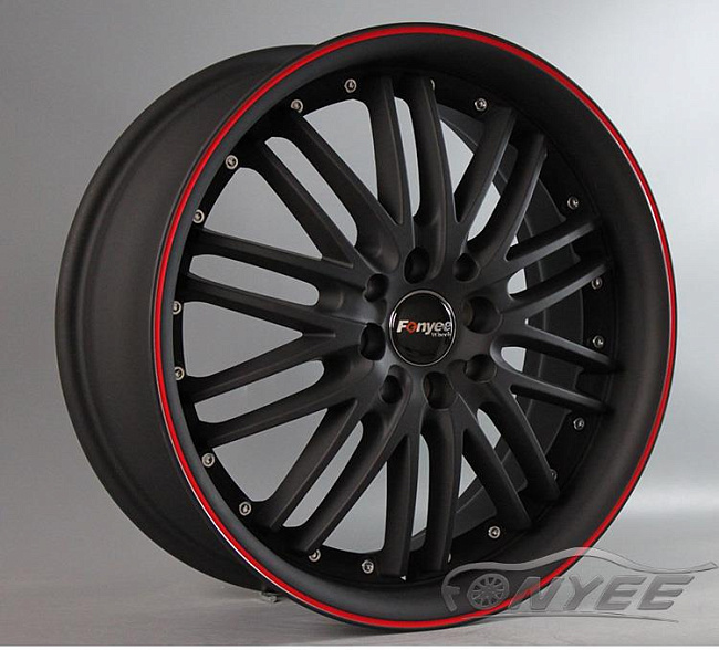 картинка Новые диски Fonyee R17 4х114,3/100 ET40 J7 черный матовый + красный магазин  StreetTuning 