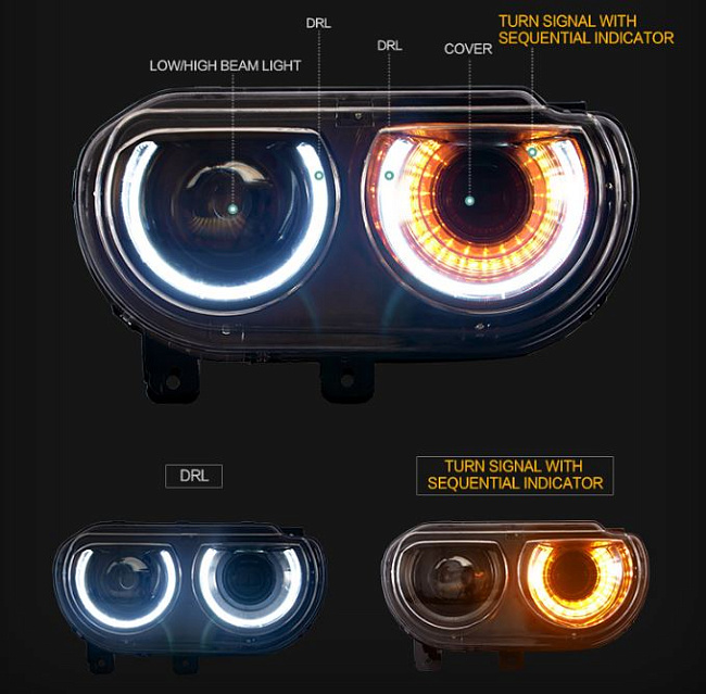 картинка Передние фары для DODGE CHALLENGER 2008-2014 магазин  StreetTuning 