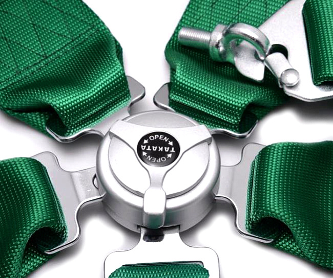 картинка Ремень безопасности 5-ти точечный TAKATA Style Camlock , зеленый магазин  StreetTuning 