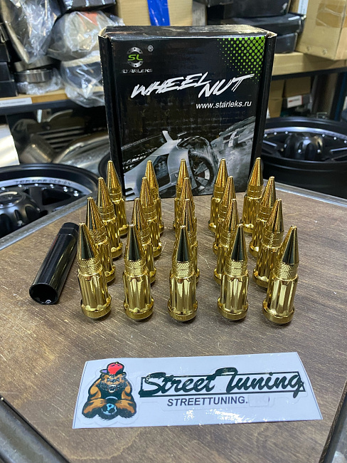 картинка Комплект гаек пики (пули) Starleks, 14х1.5, цвет золотой титан, 20 шт. магазин  StreetTuning 