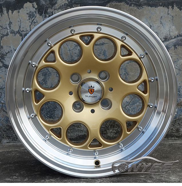 картинка Новые диски Stuttgart ST6 R15 4x100 ET25 J8 золото + полированная полка магазин  StreetTuning 
